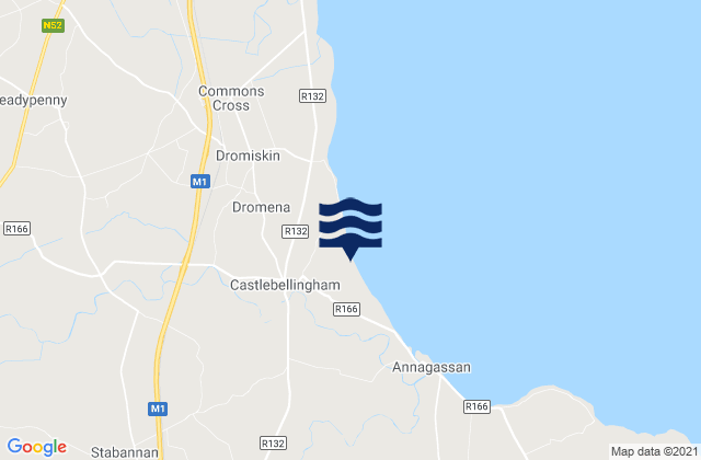 Mapa da tábua de marés em Louth, Ireland