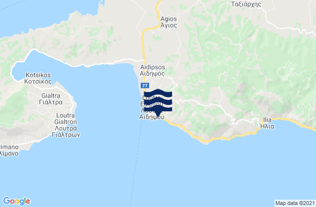 Mapa da tábua de marés em Loutrá Aidhipsoú, Greece