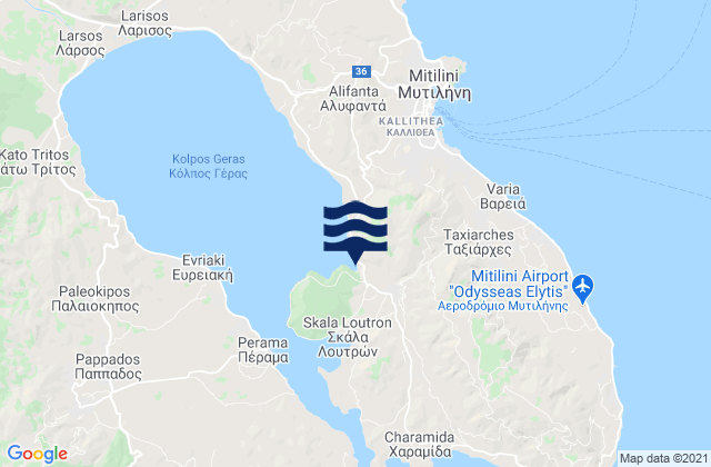 Mapa da tábua de marés em Loutrá, Greece