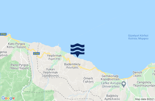 Mapa da tábua de marés em Loutrós, Cyprus