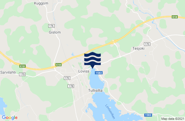 Mapa da tábua de marés em Loviisa, Finland