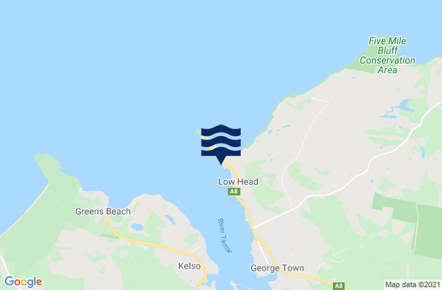 Mapa da tábua de marés em Low Head, Australia
