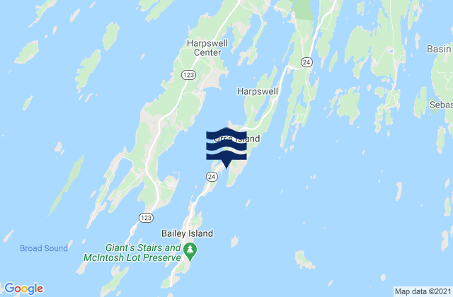 Mapa da tábua de marés em Lowell Cove, Orrs Island, United States