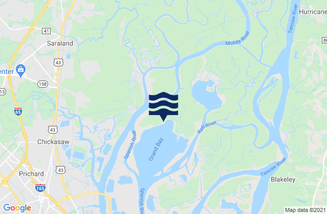 Mapa da tábua de marés em Lower Bryant Landing, Tensay River, United States