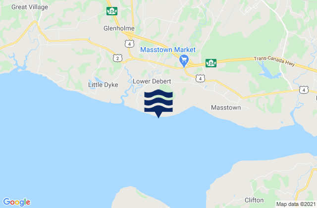 Mapa da tábua de marés em Lower Debert Beach, Canada