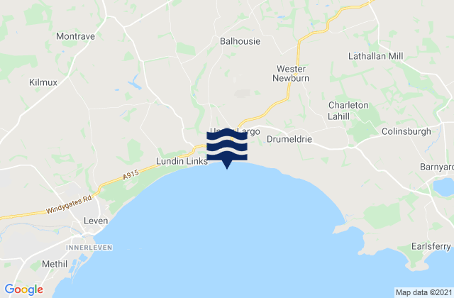 Mapa da tábua de marés em Lower Largo Beach, United Kingdom