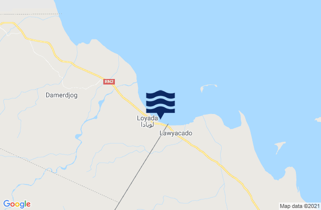 Mapa da tábua de marés em Loyada, Djibouti