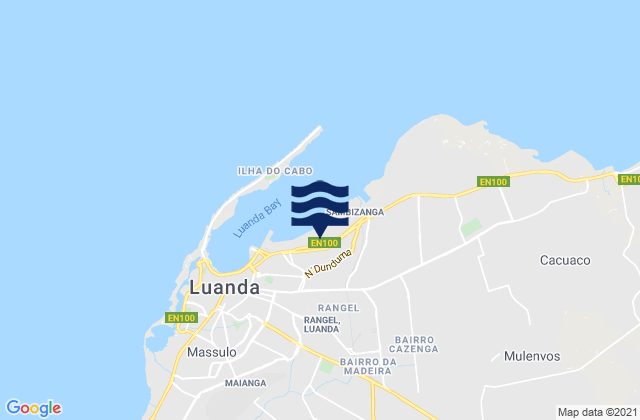 Mapa da tábua de marés em Luanda Municipality, Angola