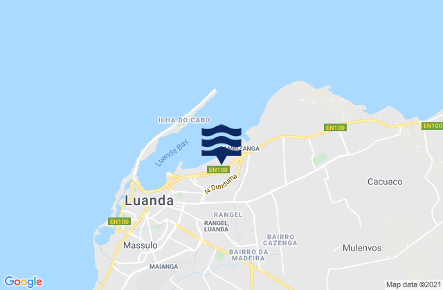 Mapa da tábua de marés em Luanda Province, Angola