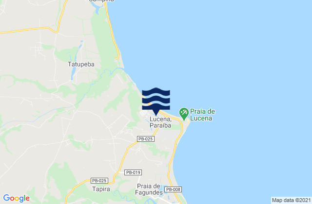 Mapa da tábua de marés em Lucena, Brazil