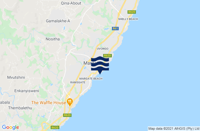 Mapa da tábua de marés em Lucien, South Africa