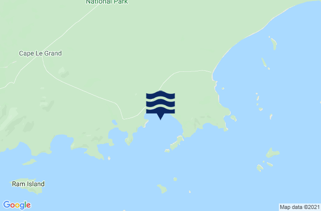 Mapa da tábua de marés em Lucky Bay, Australia