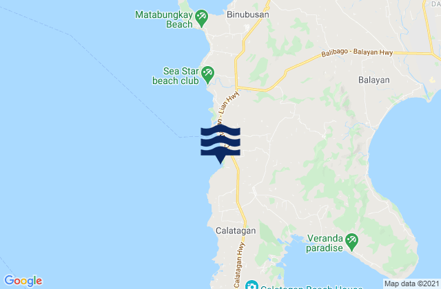Mapa da tábua de marés em Lucsuhin, Philippines