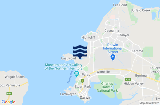 Mapa da tábua de marés em Ludmilla, Australia
