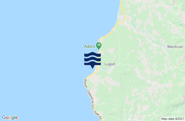 Mapa da tábua de marés em Lugait, Philippines