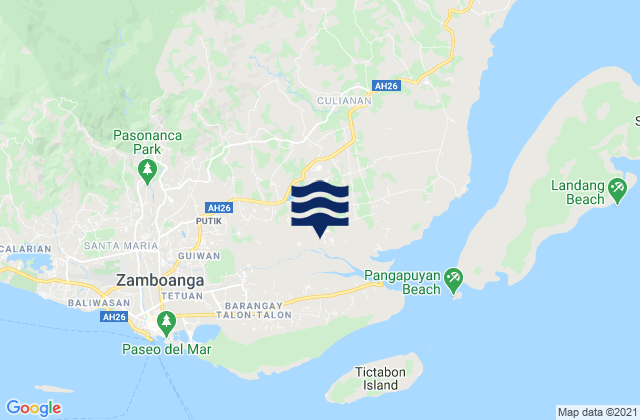 Mapa da tábua de marés em Lumbayan, Philippines