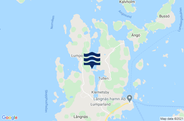 Mapa da tábua de marés em Lumparland, Aland Islands