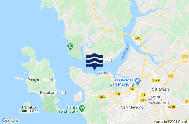 Mapa da tábua de marés em Lumut (Pengkalan), Malaysia