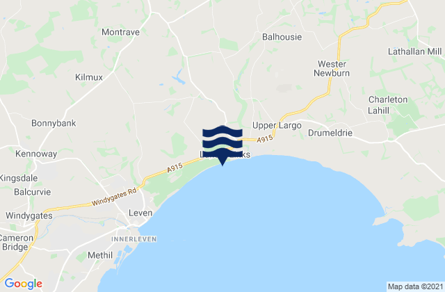 Mapa da tábua de marés em Lundin Links Beach, United Kingdom