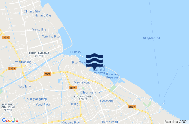 Mapa da tábua de marés em Luojing, China