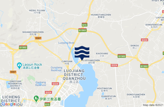 Mapa da tábua de marés em Luoyang, China