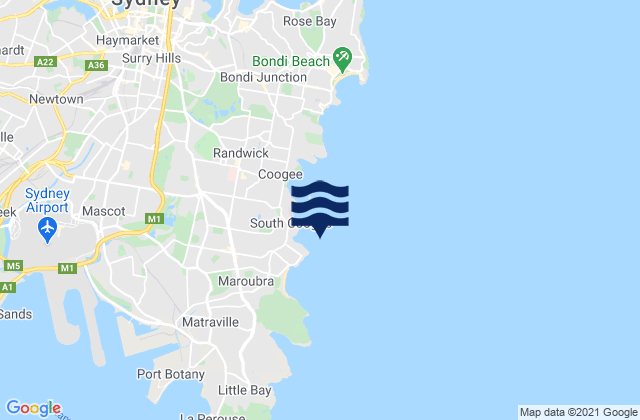 Mapa da tábua de marés em Lurline Bay, Australia