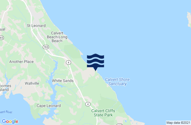 Mapa da tábua de marés em Lusby, United States