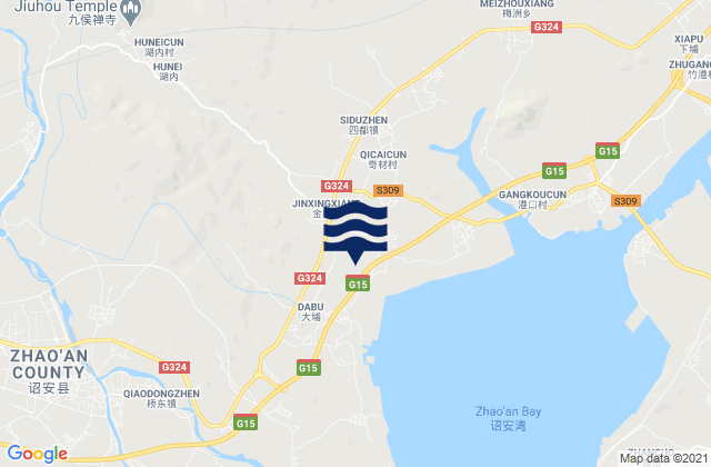 Mapa da tábua de marés em Lushikeng, China