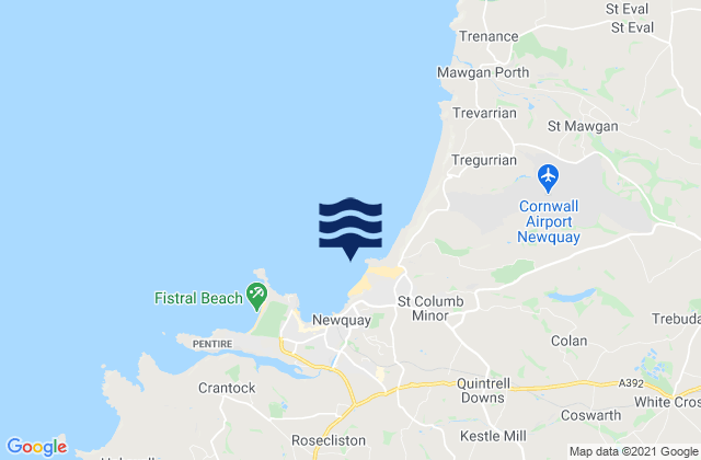 Mapa da tábua de marés em Lusty Glaze Beach, United Kingdom