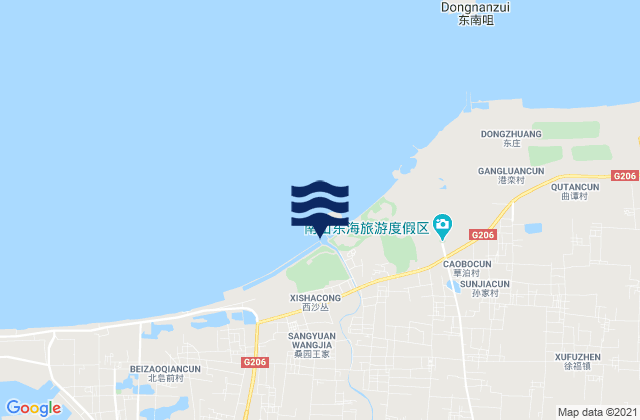Mapa da tábua de marés em Lutou, China