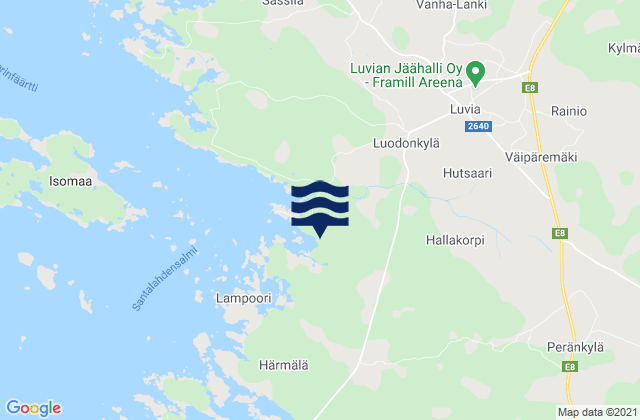Mapa da tábua de marés em Luvia, Finland