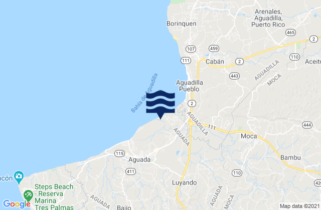 Mapa da tábua de marés em Luyando, Puerto Rico