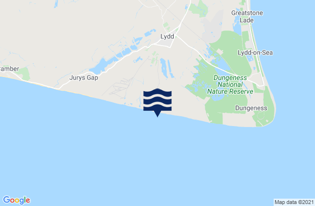 Mapa da tábua de marés em Lydd, United Kingdom
