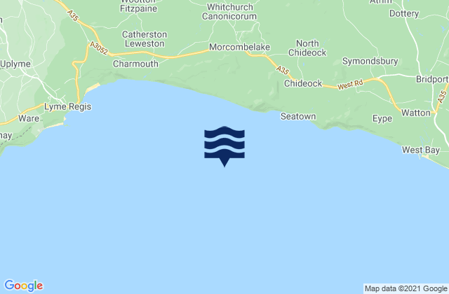Mapa da tábua de marés em Lyme Bay Beach, United Kingdom