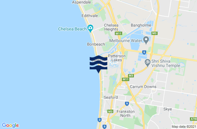 Mapa da tábua de marés em Lynbrook, Australia
