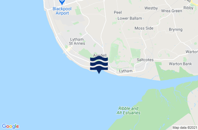 Mapa da tábua de marés em Lytham St Annes, United Kingdom
