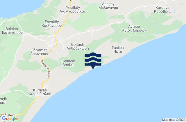 Mapa da tábua de marés em Lythrágkomi, Cyprus