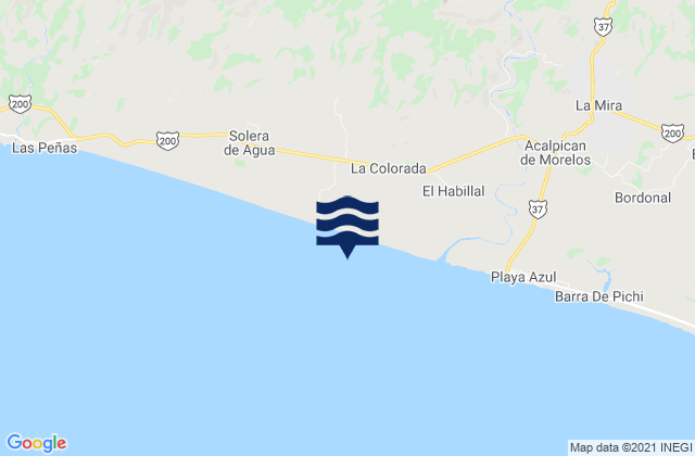 Mapa da tábua de marés em Lázaro Cárdenas, Mexico