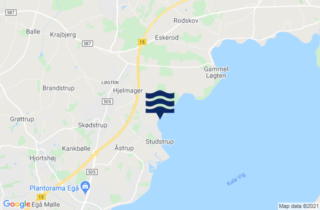 Mapa da tábua de marés em Løgten, Denmark