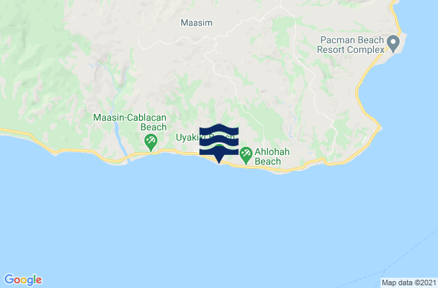 Mapa da tábua de marés em Maasim, Philippines