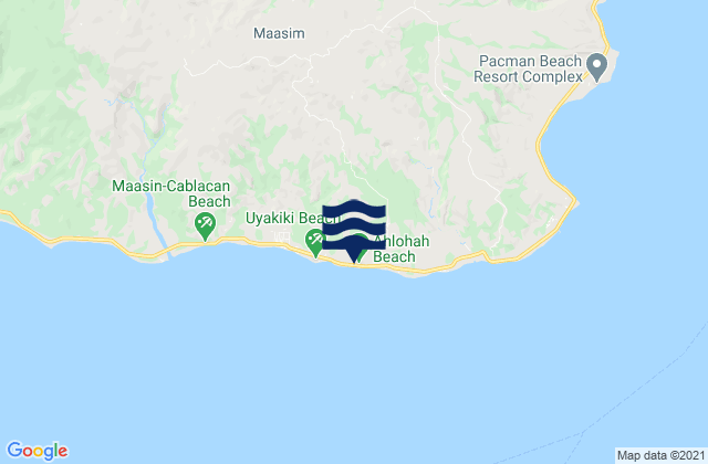 Mapa da tábua de marés em Maasin Beach, Philippines