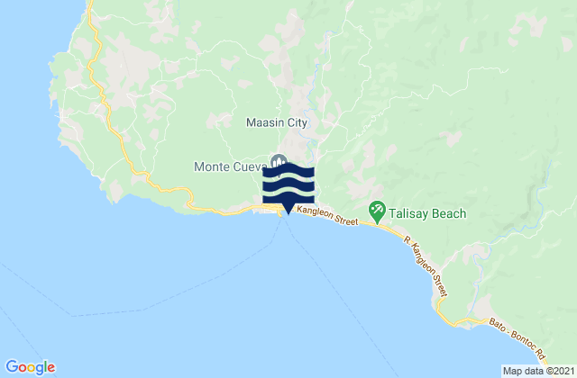 Mapa da tábua de marés em Maasin, Philippines