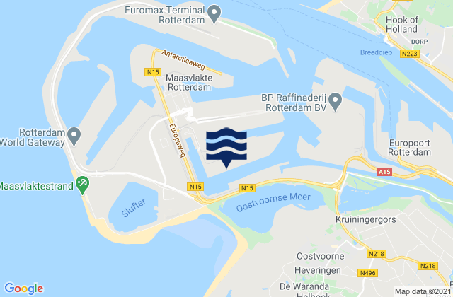Mapa da tábua de marés em Maasvlakte, Netherlands