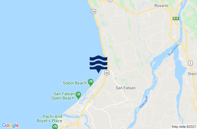 Mapa da tábua de marés em Mabilao, Philippines