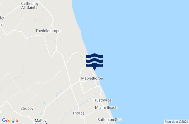 Mapa da tábua de marés em Mablethorpe, United Kingdom
