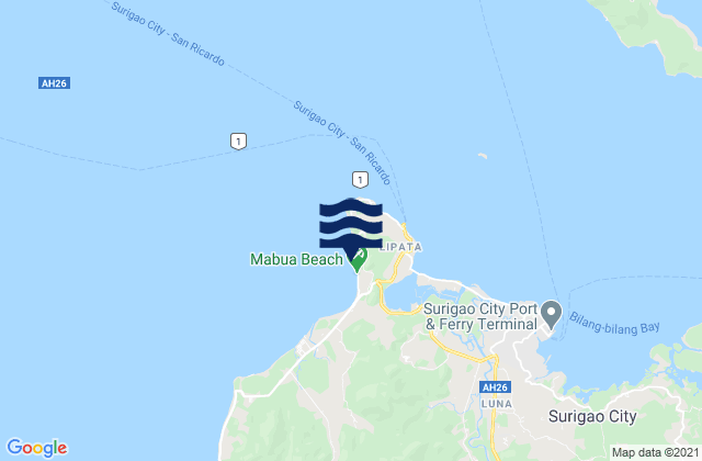 Mapa da tábua de marés em Mabua, Philippines