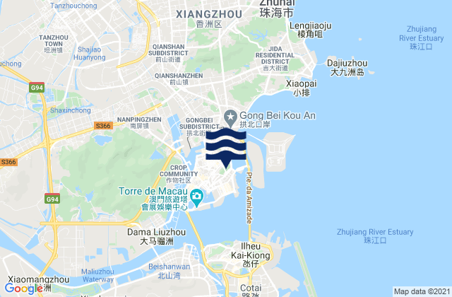 Mapa da tábua de marés em Macau, Macao