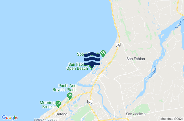 Mapa da tábua de marés em Macayug, Philippines