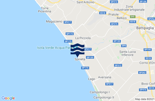 Mapa da tábua de marés em Macchia, Italy