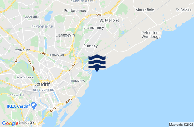 Mapa da tábua de marés em Machen, United Kingdom